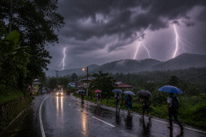 දිවයිනේ ප්‍රදේශ කිහිපයකට අදත් ගිගුරුම් සහිත වැසි